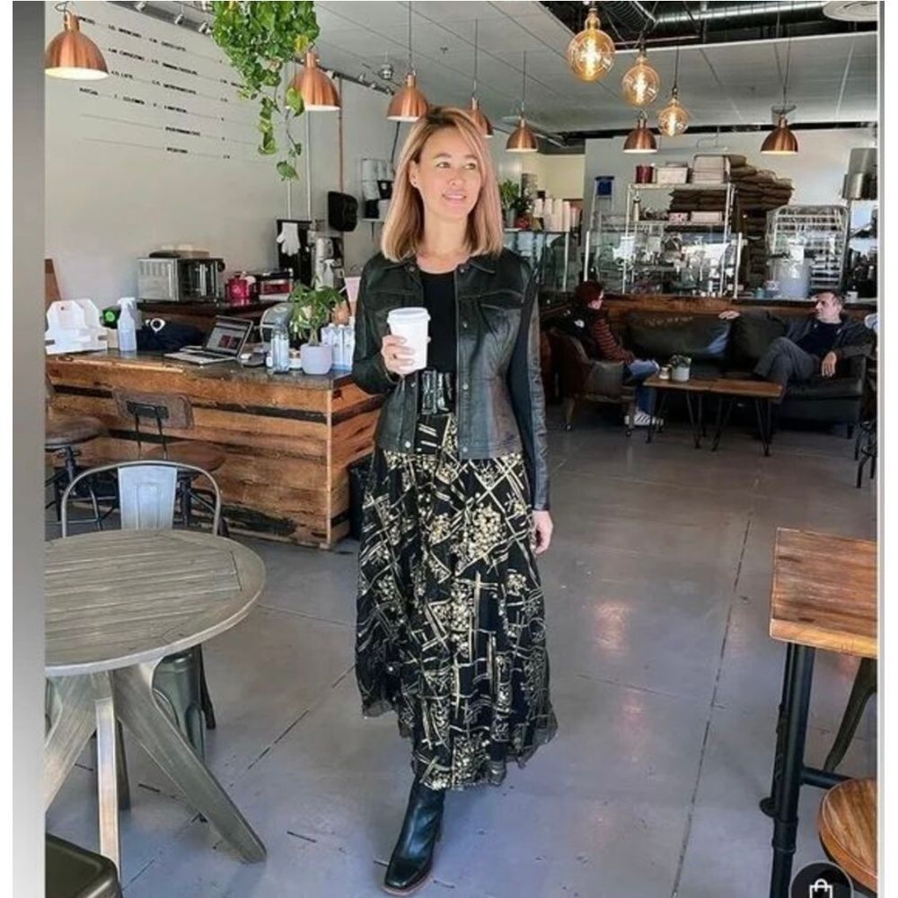 MAKING THE CUT Women's Elegant Black‎ and Gold maxi Skirts size S